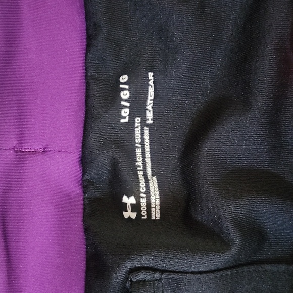 Under Armour, size large, purple and coral running shorts AND gray tank top - Picture 3 of 14
